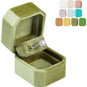 Flip Ring Storage Box Velvet Ring Case for Wedding Proposal Ring Holder (Dusty Pink)