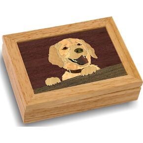 Wood Art Dog Box - Handmade in USA - Unmatched Quality - Unique, No Two are the Same - Original Work of Wood Art. A Happy Dog Gift, Ring, Trinket or Wood Jewelry Box (#2146 Happy Dog 6x8x2)