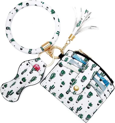 KUKOO Wristlet Bracelet Keychain Wallet for Women Credit Card Holder Tassel Keyring Bangle Lipstick Holder with Gift Box in Kuwait