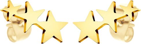 555Jewelry Cute Small Tiny Triple Stars Stud Earrings for Girls & Women in Saudi Arabia