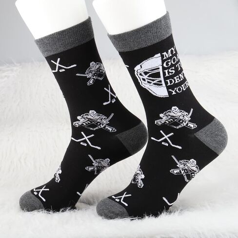 MBMSO 2 Pairs Hockey Goalie Socks Hockey Goalie Dad Gift Hockey Crew Socks My Goal is to Deny Yours Hockey Goalkeeper Socks in Saudi Arabia