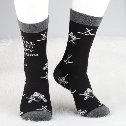 MBMSO 2 Pairs Hockey Goalie Socks Hockey Goalie Dad Gift Hockey Crew Socks My Goal is to Deny Yours Hockey Goalkeeper Socks in Saudi Arabia