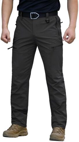 NAVEKULL Men's Lightweight Hiking Pants Quick Dry Stretch Fishing Tactical Work Pants with Zipper Pockets in Kuwait