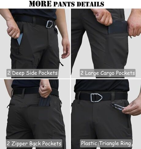 NAVEKULL Men's Lightweight Hiking Pants Quick Dry Stretch Fishing Tactical Work Pants with Zipper Pockets in Kuwait