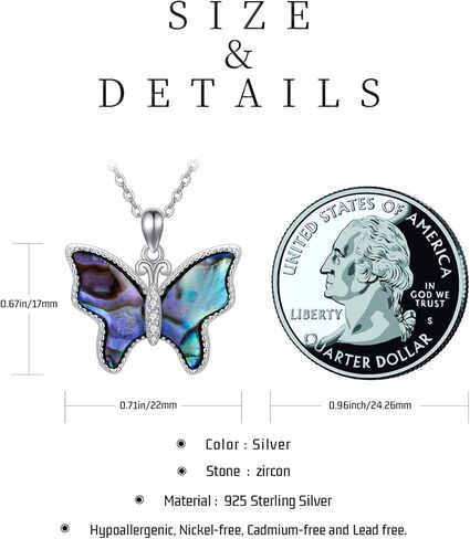 قلادة فراشة من الفضة الاسترليني عيار 925 بدلاية على شكل فراشة على شكل فراشة على شكل حيوان، مجوهرات هدايا للنساء والفتيات المراهقات, فضة استرلينية, فضة استرليني 925 in Kuwait