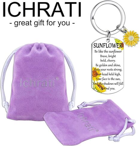 ichrati Sunflower Gifts for Women Inspirational Positive Gift for Teen Girls Motivational Encouragement Gift Idea for friend Female Graduation Gift for Daughters Sisters Divorce Uplifting Keychain in Saudi Arabia