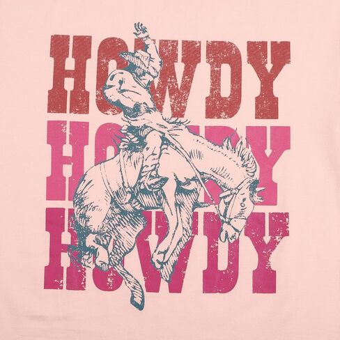 Howdy تي شيرت قمصان غربية للنساء خمر راعية البقر قميص جرافيك روديو تيز ريترو كم قصير بلايز in Kuwait