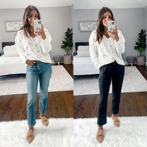 KOJOOIN Fall Women's Crochet Cardigan Lightweight Kimono Long Sleeve Hollow Out Kint Outwear Sweater in Saudi Arabia