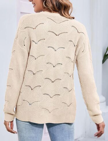 KOJOOIN Fall Women's Crochet Cardigan Lightweight Kimono Long Sleeve Hollow Out Kint Outwear Sweater in Saudi Arabia