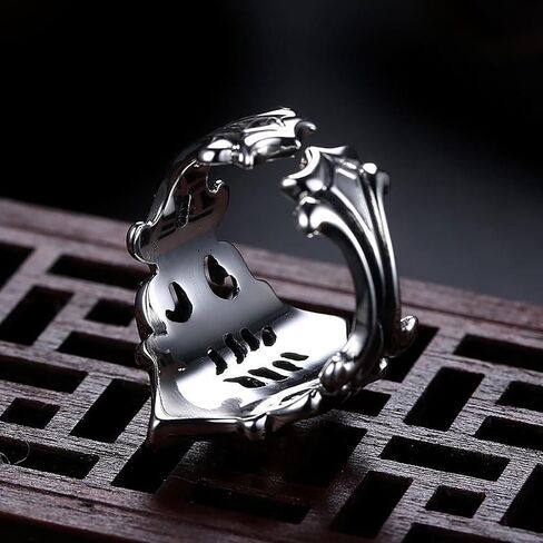 Skull Ring for Men Black Skull Ring Boho Chunky Ring Gothic Ring Adjustable Hip-hop Ring Jewelry Gift Statement Ring for Boys in Saudi Arabia