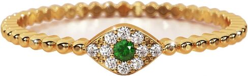L & M Accessorize - 925 Sterling Silver 18K Yellow and White Gold Plated Emerald and Saphire Eye Ring in Kuwait
