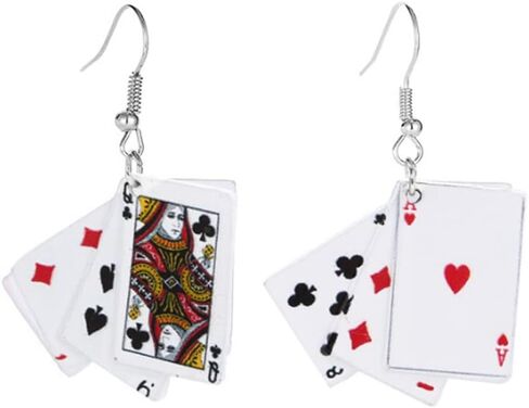 Dangle Poker Party Unique Players Big Card Earrings in Kuwait
