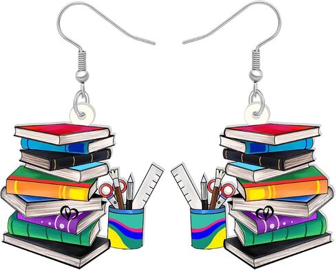Acrylic Funny Book Earrings Dangle Bookshelves Jewelry Back to School Gifts for Kids Teachers Women Girls in Saudi Arabia