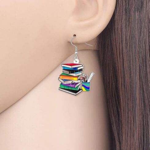 Acrylic Funny Book Earrings Dangle Bookshelves Jewelry Back to School Gifts for Kids Teachers Women Girls in Saudi Arabia