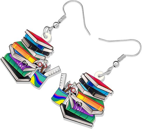 Acrylic Funny Book Earrings Dangle Bookshelves Jewelry Back to School Gifts for Kids Teachers Women Girls in Saudi Arabia