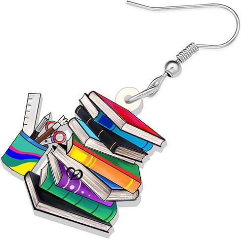 Acrylic Funny Book Earrings Dangle Bookshelves Jewelry Back to School Gifts for Kids Teachers Women Girls in Saudi Arabia