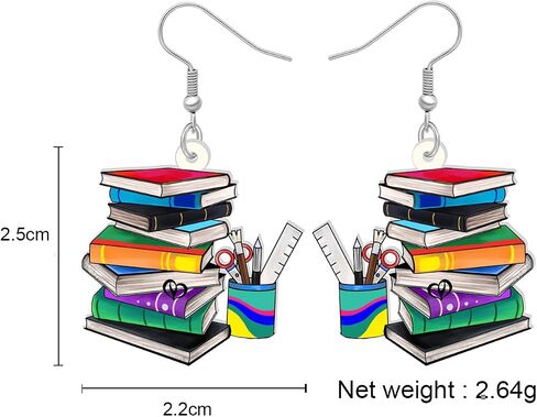 Acrylic Funny Book Earrings Dangle Bookshelves Jewelry Back to School Gifts for Kids Teachers Women Girls in Saudi Arabia
