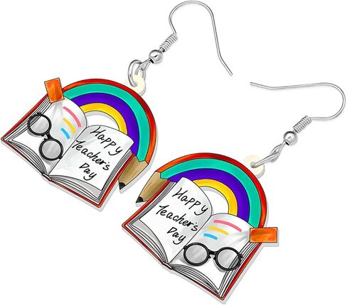 Acrylic Funny Book Earrings Dangle Bookshelves Jewelry Back to School Gifts for Kids Teachers Women Girls in Saudi Arabia