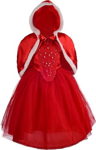 فستان الأميرة للفتيات من Lito Angels أزياء الهالوين وعيد الميلاد فساتين فاخرة مع غطاء للرأس in Kuwait