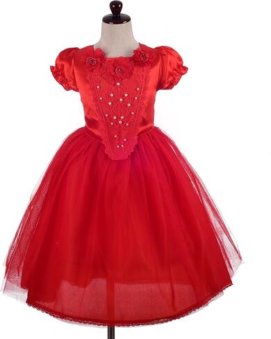 فستان الأميرة للفتيات من Lito Angels أزياء الهالوين وعيد الميلاد فساتين فاخرة مع غطاء للرأس in Kuwait