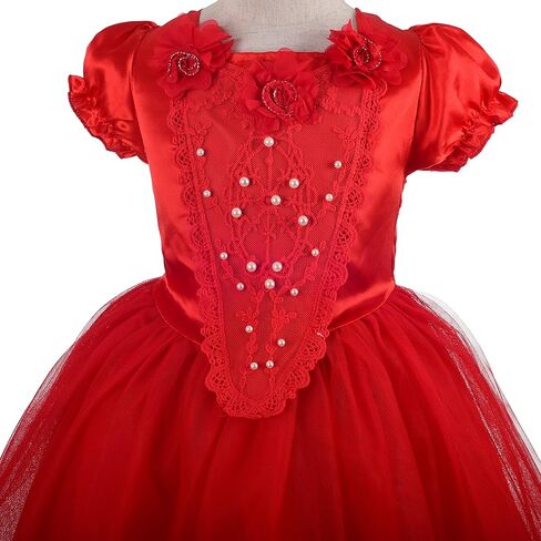 فستان الأميرة للفتيات من Lito Angels أزياء الهالوين وعيد الميلاد فساتين فاخرة مع غطاء للرأس in Kuwait