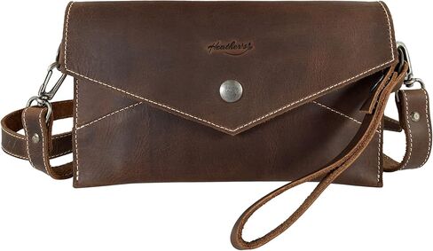 Heather's, Envelope Crossbody Bag Handmade from Full Grain Leather - Trendy Crossbody, Cowboy Handbag, Stylish Shoulder Bag for Everyday Use or Travel - Bourbon Brown in Kuwait