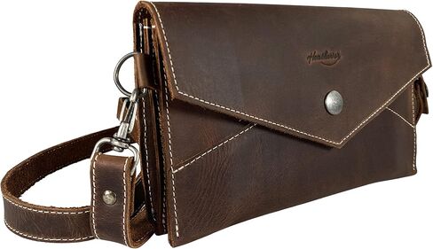 Heather's, Envelope Crossbody Bag Handmade from Full Grain Leather - Trendy Crossbody, Cowboy Handbag, Stylish Shoulder Bag for Everyday Use or Travel - Bourbon Brown in Kuwait