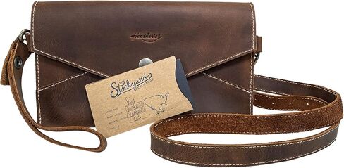 Heather's, Envelope Crossbody Bag Handmade from Full Grain Leather - Trendy Crossbody, Cowboy Handbag, Stylish Shoulder Bag for Everyday Use or Travel - Bourbon Brown in Kuwait