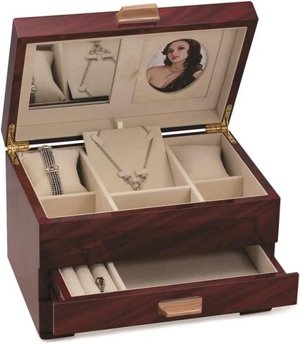 Diamond2Deal Mahogany Finish Jewelry Box for Women in Saudi Arabia