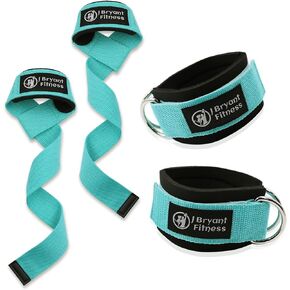 J Bryant Lifting Wrist Straps for Weightlifting and Ankle Strap for Cable Machines Booty Workouts Strength Training Attachments