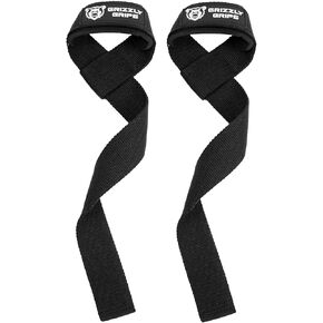 Grizzly Grips - Lifting Straps for Weightlifting, Bodybuilding, Powerlifting, Strength Training, and Deadlifts - Premium Neoprene Padded Cotton Straps 22 Inch, Black