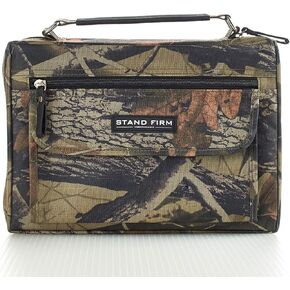 Christian Art Gifts Stand Firm Oak Moss Camo Poly-Canvas Organizer Bible Cover - 1 Corinthians 16:13, Medium