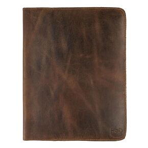 غطاء مجلة للإخفاء والشراب متوافق مع Moleskine Cahier XXL (8.5 × 11 بوصة) واقي أصلي، جلد محبب بالكامل، مصنوع يدويًا، بني بوربون
