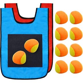 NUOBESTY Dodgeball Game Set 12 Pcs, 2 Pcs 16.9x11.8 Inches Sticky Dodgeball Vest 10 Pcs 2.8 Inches Throwing Balls Set Parent-Child Interaction Playground Games Toy for Indoor Outdoor