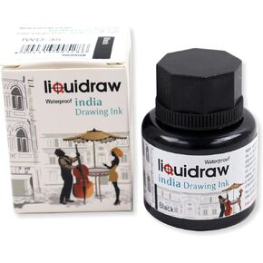 Coloured Drawing Ink India Ink, Waterproof 20 Assorted Colours, 35ml Indian Inks for Artists (Black)