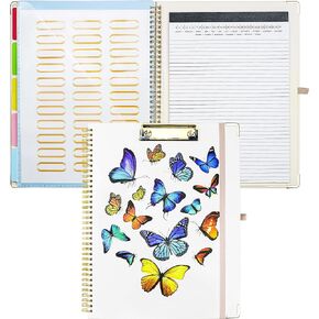 Mymazn Clipboard with Storage, Clipboards Folio with Refillable 11"x8.5" Legal Pads,5 Extra Folders with Storage 10 Pockets for Documents, Portfolio Binder with Pen Holder for Men Women (Leopard)