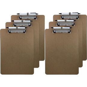 Pen Holder Clipboard, Letter Size, Low Profile Clip, Hardboard, 6-Pack (Pen Included)