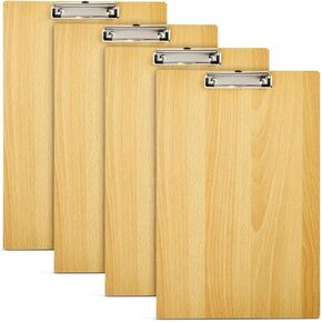 Juvale 4 Pack Extra Large 11x17 Clipboards, Wooden Art Board with Low-Profile Clip and Hook for Classroom and Office
