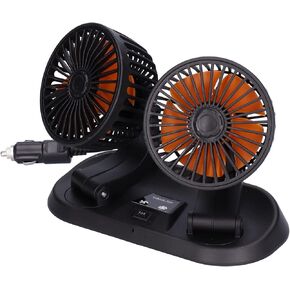 Horoper Car Fan, Electric Car Cooling Fan, Electric Fan, Car Cooling Fan, Electric Car Fan 360° Rotatable DoubleHead 5 Blades 2 Speeds Cooling Fan for Car Vehicles (#2)