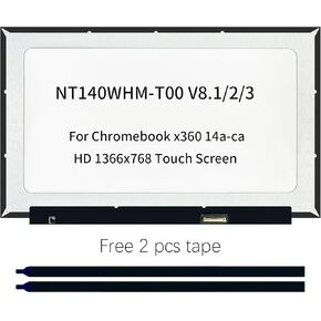 NT140WHM-T00 V8.1 V8.2 V8.3، استبدال شاشة LCD تعمل باللمس لجهاز HP Chromebook x360 14a-ca 14a-ca0022nr 14a-ca0030nr 14a-ca0036nr 14a-ca0097nr Series، كمبيوتر محمول، HD 1366x768، 40Pin، لوحة عرض مع شريط in Kuwait
