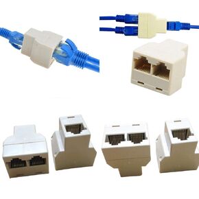 4 Pack RJ45 Splitter Connector Adapter 1 to 2 Female Port Plug 3 Way CAT 5 6 LAN Ethernet 1x2 Coupler Double Socket Network Inline Cat5 Cat5e Cat6 Cables Hub for PC Laptop Camera