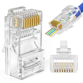 RJ45 Connector Cat5 Cat5e Pass Through RJ45 Ends Ethernet Modular Plug 100-Pack