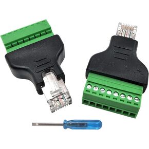 Poyiccot RJ45 Screw Terminal Adapter/Network RJ45 Ethernet Adapter, RJ45 Breakout Board / 8p8c Male to 8 Pin AV Terminal Screw Adapter Converter Block Plug for CCTV, Cat5, Cat6 (2pack)