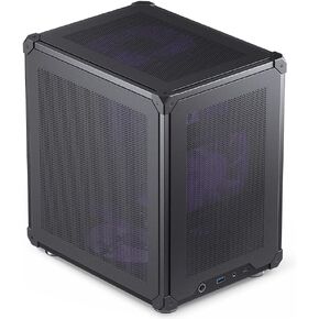 JONSBO C6 Black Mini MATX Mesh Case,Simple Compact Desktop Micro ATX Chassis,Upper Cover/Side Panel Tool-Free Open pc case, ATX Power Bite (L185mm Max.),Support 75mm CPU Cooler,GPU200-255mm