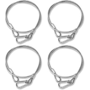 4Pack Black Chain Hanging Safety Cables with Hook Truss Clamps for Lights, Stainless Steel Lanyard Stage Lights Safety Chains, Security Cable with Loops（Diameter 4mm/0.16'',Length 85cm/34'',Load 60lb
