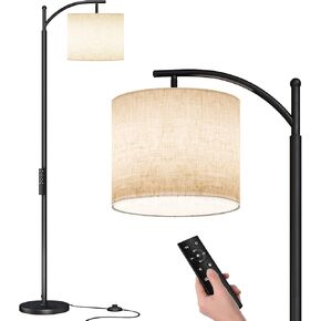 SUNMORY Arc Floor Lamp,Modern Floor Lamp with 9W 3 Color Temperatures Bulb,Metal Standing Lamps with Adjustable Hanging Lampshade,Tall Floor Lamps for Living Room,Bedroom,Office (Black)