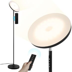 Upgraded Floor Lamp, 36W/3600LM Super Bright Floor Lamp with Remote Control, Stepless Adjust Color Temperatures and Brightness, Torchiere Standing Lamp for Living Room Bedroom Office