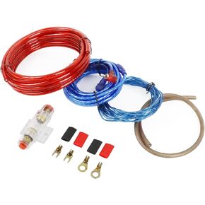 1 Set 12 Gauge Amplifier Wiring Kit, 12 AWG Complete Audio Amp Install RCA Cables and AGU Fuse, Upgrade Car Subwoofer, Speakers, Radio Sound Quality