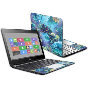 MightySkins Glossy Glitter Skin for HP Chromebook 11 G5 11.6" - Ocean Friends | Protective, Durable High-Gloss Glitter Finish | Easy to Apply, Remove, and Change Styles | Made in The USA
