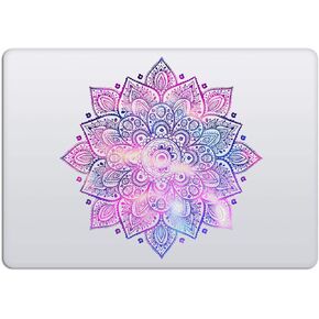 Black Mandala Laptop Sticker - Waterproof White Vinyl Decal Compatible with MacBook Air/Pro 13 & 15 inch - Cosmic Noir Design for Enhanced Style on Computer Laptops